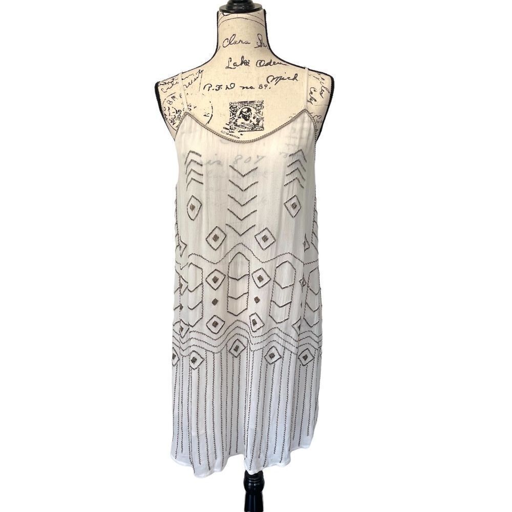 MLV‎ Art Deco Beaded Cocktail Slip Holiday Flapper Girl Party Dress, Size S